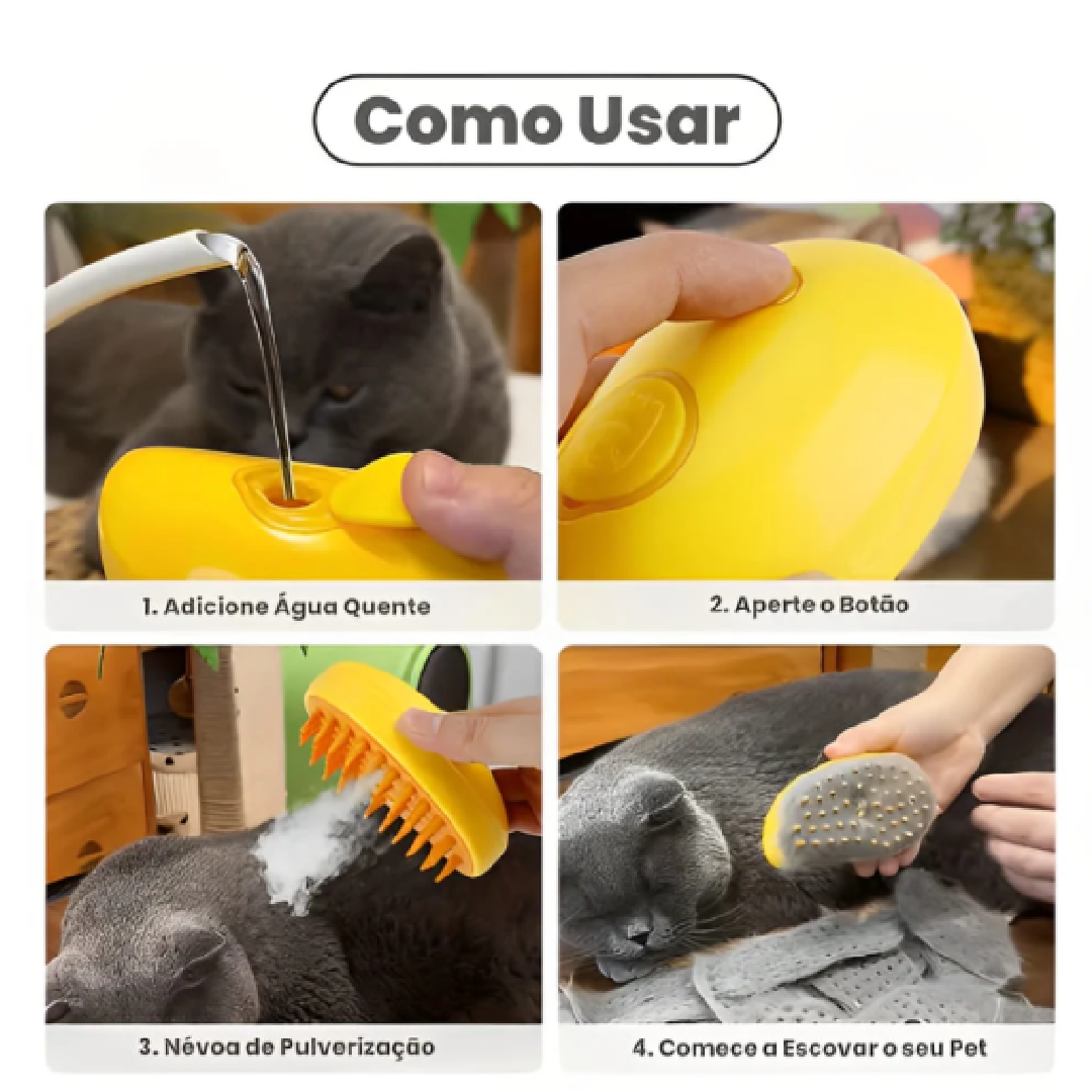 Escova a Vapor para Gatos