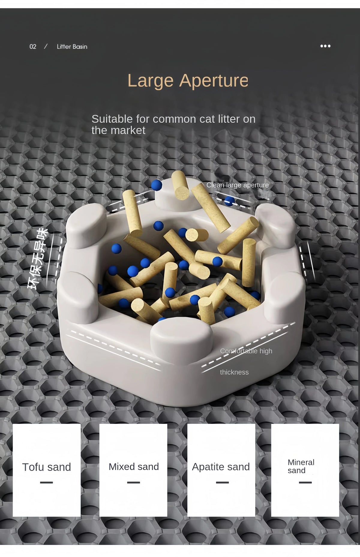 Tapete para Areia de Gato 90x60cm, à Prova d'Água