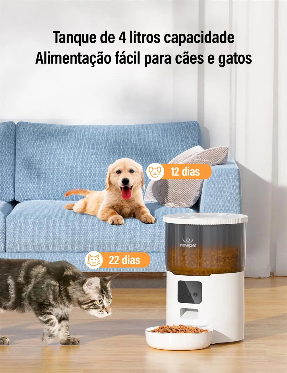 Newpet 4L Alimentador Automático para Pets