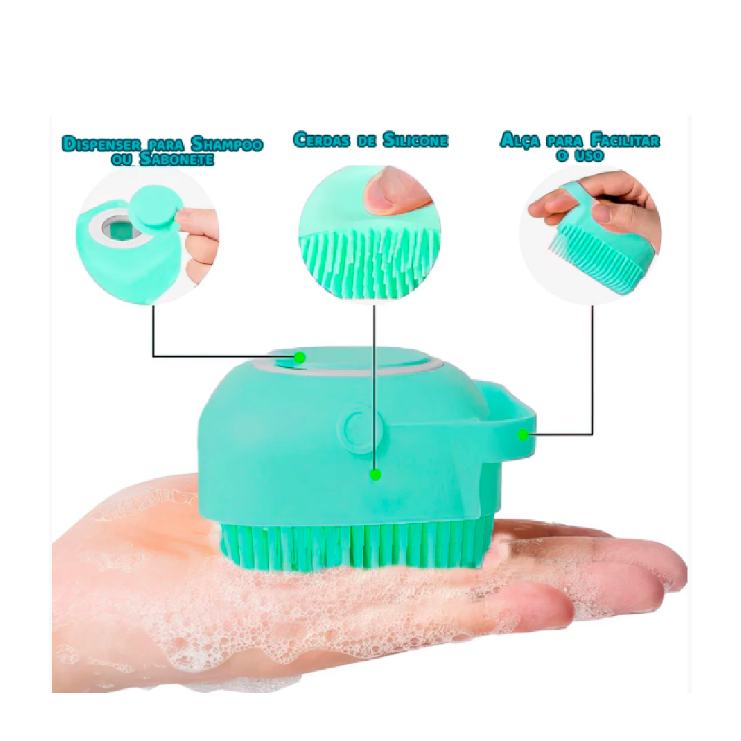 Escova Porta Shampoo de Banho Pet