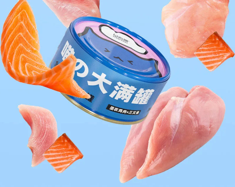 Ração enlatada para gatos/ Petiscos para gatos adultos - Frango e Salmão 85g